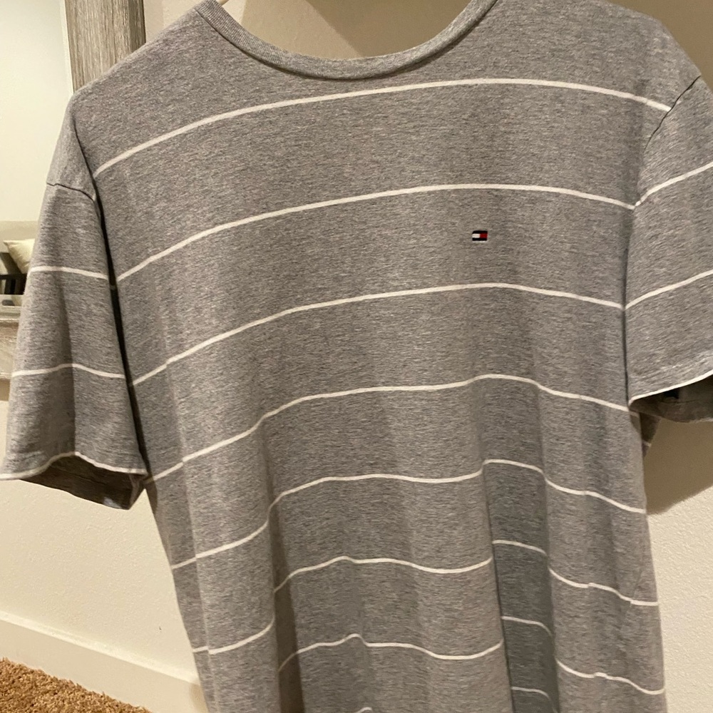 Tommy Hilfiger Grey and White Tee
